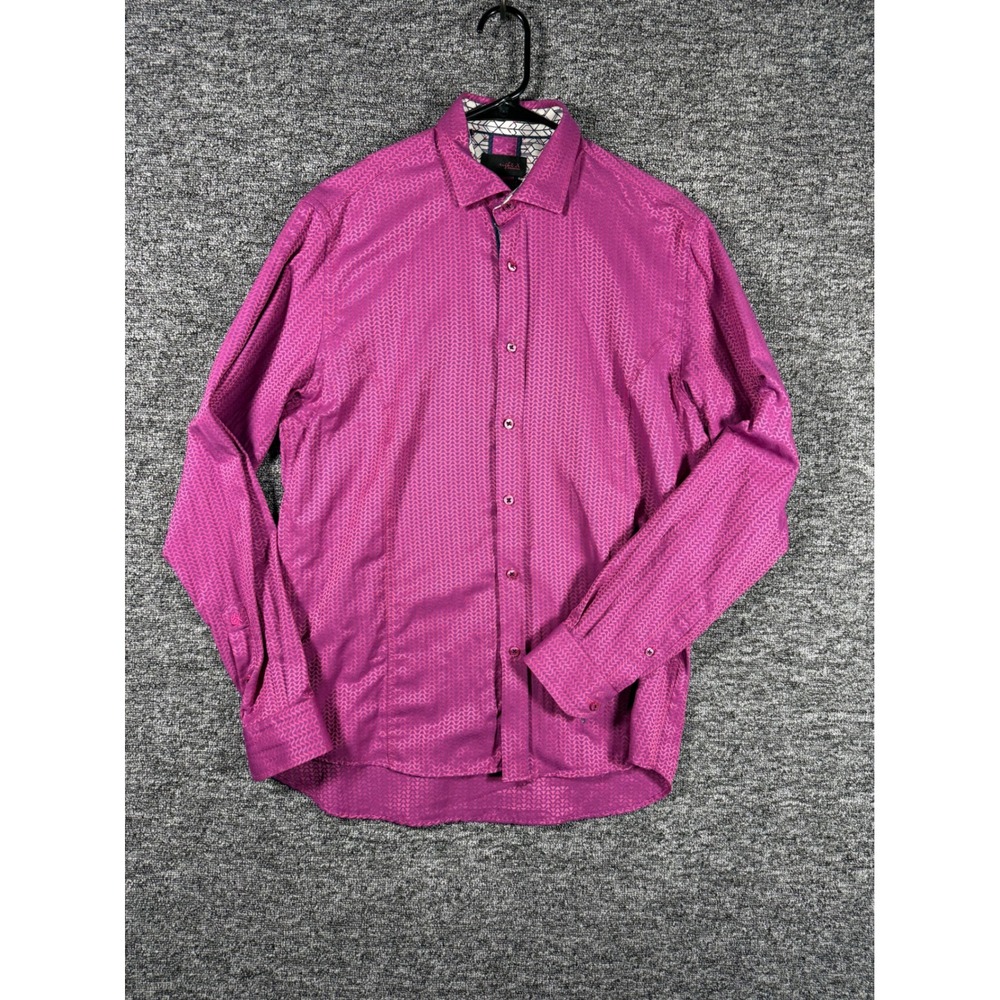 Eight X Men's Magenta Purple Jacquard Button‎ Down Shirt Buckle Exclusive Medium